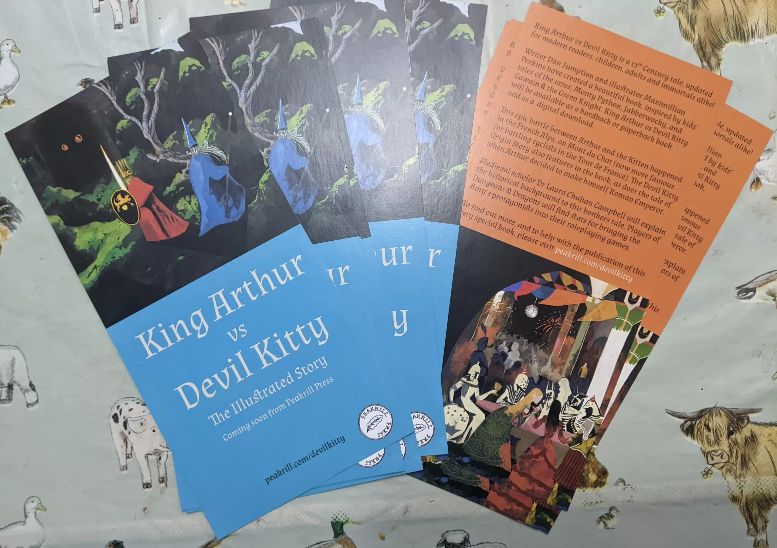 flyers for King Arthur vs Devil Kitty on Kickstarter